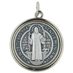 Palais du Rosaire Médaille de Saint Benoît en métal argenté diamètre 3cm^ Médaille De Saint | Médaille Et Croix Métal
