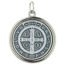 Palais du Rosaire Médaille de Saint Benoît en métal argenté 2cm^ Médaille De Saint | Médaille Et Croix Métal