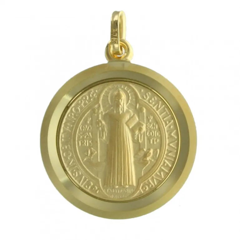 Palais du Rosaire Médaille de Saint Benoît en Or 9 carats 16mm^ Communion | Médaille De Saint
