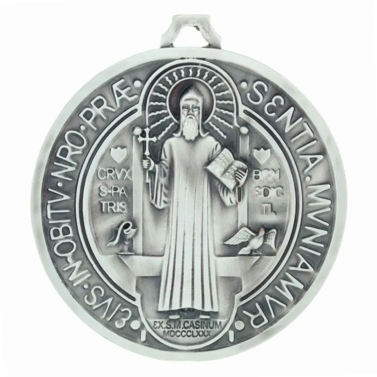 Palais du Rosaire Médaille de Saint Benoît très grande taille 10cm en métal^ Médaille De Saint | Médaille Et Croix Métal