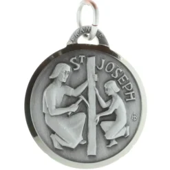 Palais du Rosaire Médaille de Saint Joseph argentée 20mm^ Médaille De Saint | Médaille Et Croix Métal