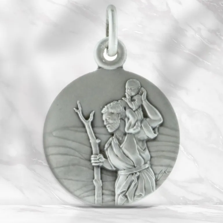 Palais du Rosaire Médaille de Saint-Christophe en Argent 20mm^ Médaille Et Croix Argent