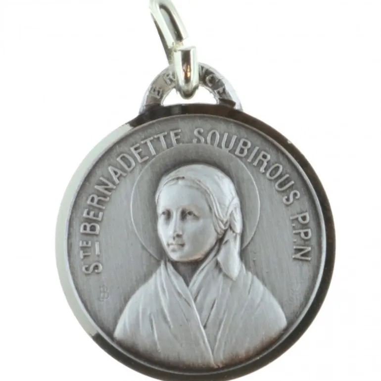 Palais du Rosaire Médaille de Sainte Bernadette Bergère en métal argenté^ Médaille De Saint | Médaille Et Croix Métal