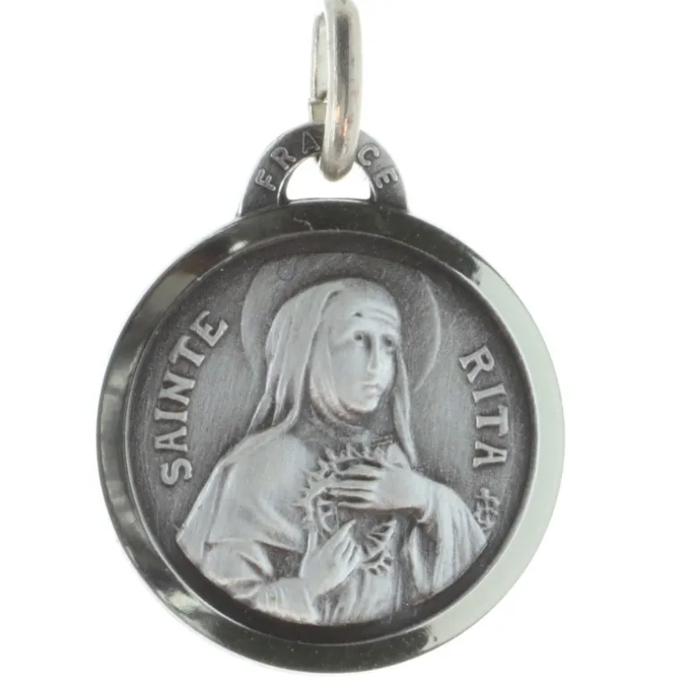 Palais du Rosaire Médaille de Sainte Rita argentée^ Médaille De Saint | Médaille Et Croix Métal