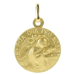 Palais du Rosaire Médaille de Sainte Rita Plaqué Or de 18mm^ Médaille De Saint | Médaille Et Croix Plaqué Or