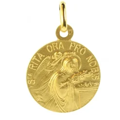 Palais du Rosaire Médaille de Sainte Rita Plaqué Or de 18mm^ Médaille De Saint | Médaille Et Croix Plaqué Or