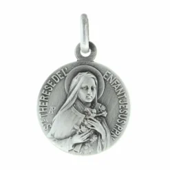 Palais du Rosaire Médaille de Sainte Thérèse en métal argenté 18mm^ Médaille De Saint | Médaille Et Croix Métal