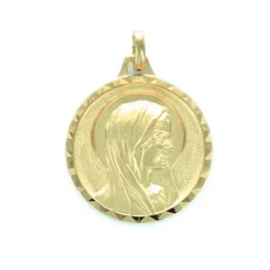 Palais du Rosaire Médaille dorée de la Vierge de Lourdes avec bord diamanté^ Médaille De La Vierge | Médaille De Lourdes