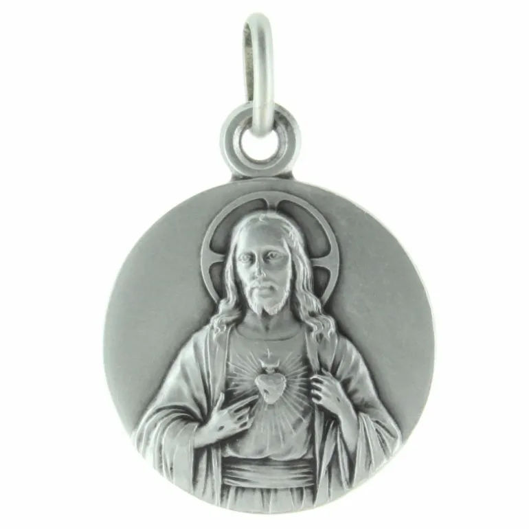 Palais du Rosaire Médaille du Sacré Coeur de Jésus en Argent^ Médaille Et Croix Argent