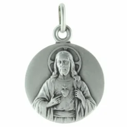 Palais du Rosaire Médaille du Sacré Coeur de Jésus en Argent avec Gravure Personnalisée^ Médaille Et Croix Argent