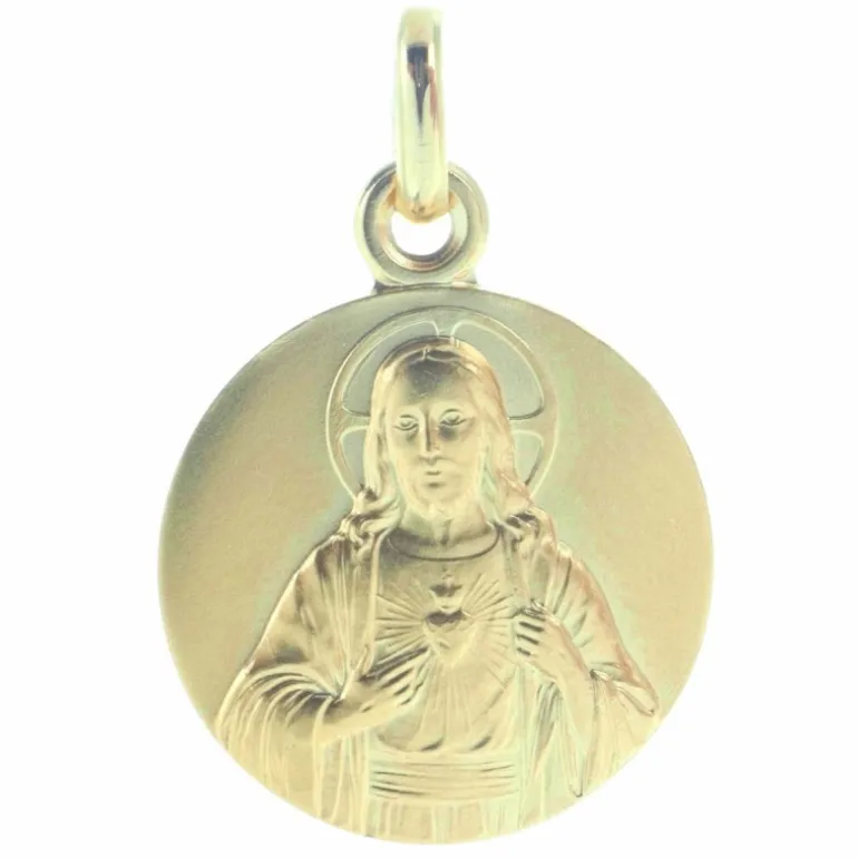 Palais du Rosaire Médaille du Sacré Coeur de Jésus en Plaqué Or 18mm^ Médaille De Saint | Médaille Et Croix Plaqué Or
