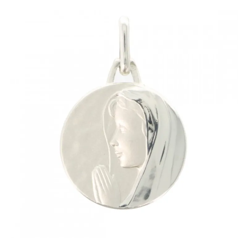 Palais du Rosaire Médaille en argent de la Vierge priante 16mm avec Gravure Personnalisée^ Médaille De La Vierge | Médaille Et Croix Argent