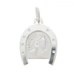 Palais du Rosaire Médaille en Argent de l'Apparition de Lourdes dans un fer à cheval avec Gravure Personnalisée^ Médaille De Saint | Médaille De Lourdes