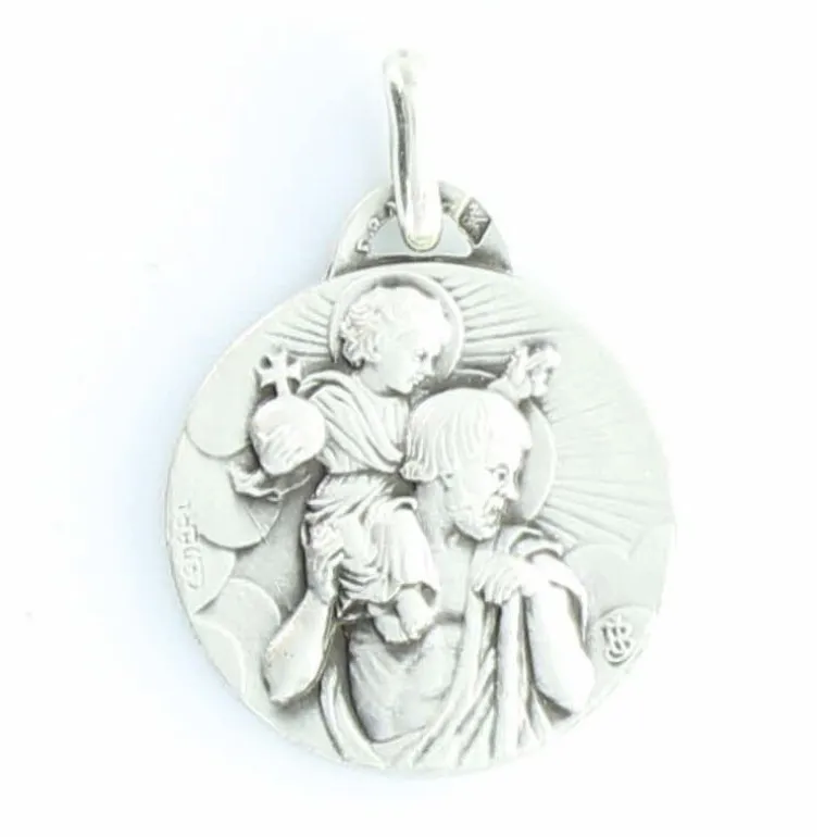 Palais du Rosaire Médaille en Argent de Saint Christophe à l'Enfant Jésus 18mm avec Gravure Personnalisée^ Médaille De Saint | Médaille Et Croix Argent
