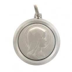 Palais du Rosaire Médaille en argent double face Vierge de profil et Apparition 25 mm^ Médaille De La Vierge | Médaille Et Croix Argent