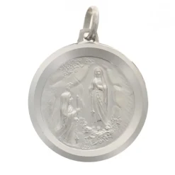 Palais du Rosaire Médaille en argent double face Vierge de profil et Apparition 25 mm^ Médaille De La Vierge | Médaille Et Croix Argent