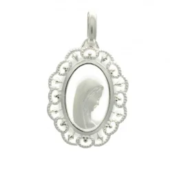 Palais du Rosaire Médaille en argent 22mm avec Vierge de profil^ Médaille De La Vierge | Médaille Et Croix Argent