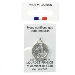 Palais du Rosaire Médaille en métal de l'Apparition avec de l'eau de Lourdes 17,5mm^ Médaille Et Croix Métal | Médaille De Lourdes