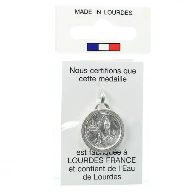 Palais du Rosaire Médaille en métal de l'Apparition avec de l'eau de Lourdes 17,5mm^ Médaille Et Croix Métal | Médaille De Lourdes