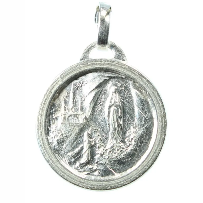 Palais du Rosaire Médaille en métal de l'Apparition avec de l'eau de Lourdes 17,5mm^ Médaille Et Croix Métal | Médaille De Lourdes