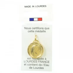 Palais du Rosaire Médaille en métal doré de la Vierge avec eau de Lourdes 17mm^ Médaille De La Vierge | Médaille Et Croix Métal