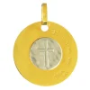Palais du Rosaire Médaille en or 18 carats avec croix gravée "je crois en Toi" 18mm 1,32g^ Baptême | Communion