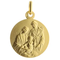 Palais du Rosaire Médaille en Or 9 carats de la Sainte Famille 18mm avec Gravure Personnalisée^ Baptême | Communion