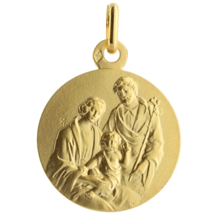Palais du Rosaire Médaille en Or 9 carats de la Sainte Famille 18mm avec Gravure Personnalisée^ Baptême | Communion