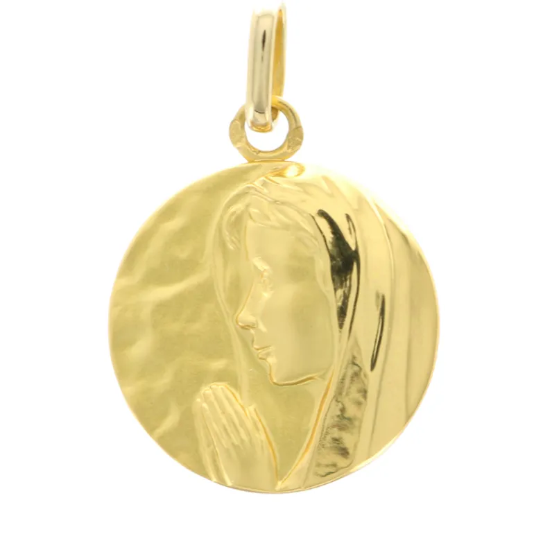 Palais du Rosaire Médaille en Or 18 Carats de la Vierge priante 18mm avec Gravure Personnalisée^ Baptême | Médaille De La Vierge
