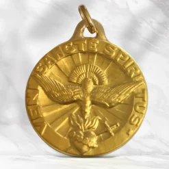 Palais du Rosaire Médaille en Or 9 carats Esprit Saint 20mm^ Baptême | Communion