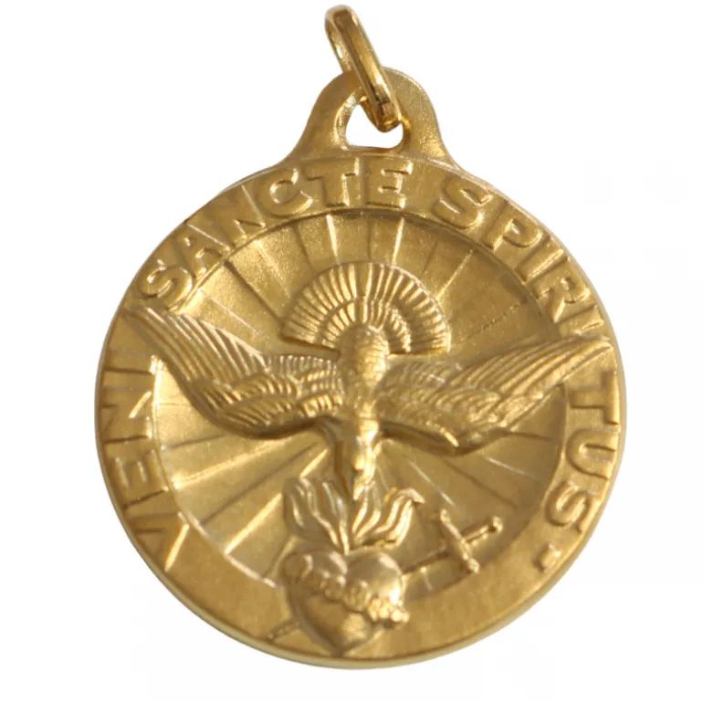 Palais du Rosaire Médaille en Or 9 carats Esprit Saint 20mm^ Baptême | Communion