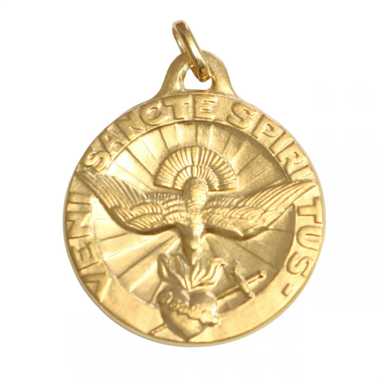 Palais du Rosaire Médaille en Or 9 carats Esprit Saint 20mm avec Gravure Personnalisée^ Baptême | Communion