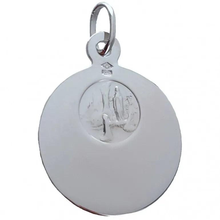 Palais du Rosaire Médaille Je vous Salue Marie en Argent Rhodié^ Médaille De La Vierge | Médaille Et Croix Argent