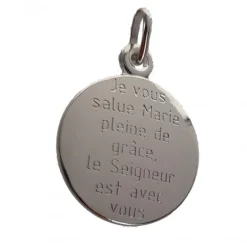 Palais du Rosaire Médaille Je vous Salue Marie en Argent Rhodié^ Médaille De La Vierge | Médaille Et Croix Argent