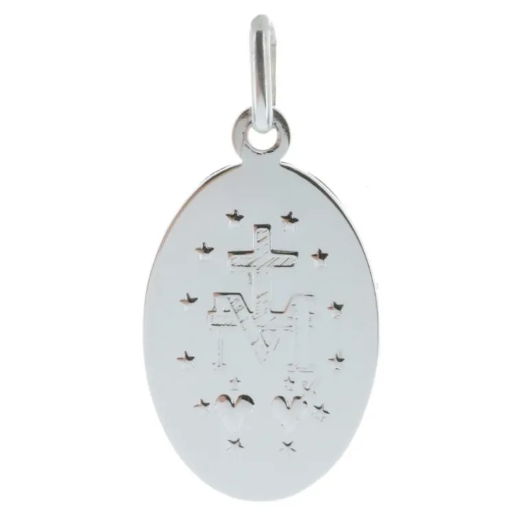 Palais du Rosaire Médaille Miraculeuse en Argent et bords diamantés 20mm^ Médaille Et Croix Argent