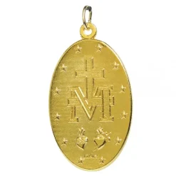 Palais du Rosaire Médaille Miraculeuse en métal émaillé doré et bleu 40mm^ Médaille Miraculeuse | Médaille Et Croix Métal