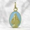 Palais du Rosaire Médaille Miraculeuse en Or 13mm avec fond coloré 9 carats^ Communion | Médaille Miraculeuse