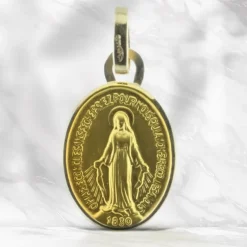 Palais du Rosaire Médaille Miraculeuse Or 9 carats, bords polis,13mm^ Communion | Médaille Miraculeuse
