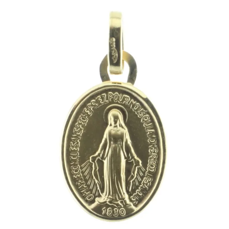 Palais du Rosaire Médaille Miraculeuse Or 9 carats, bords polis,13mm^ Communion | Médaille Miraculeuse