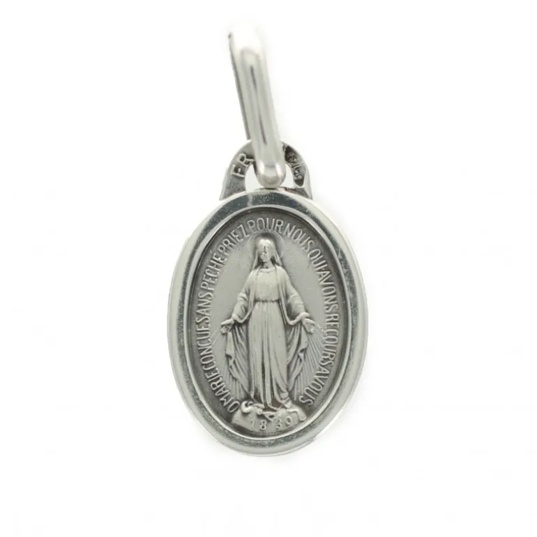 Palais du Rosaire Médaille Miraculeuse ovale en argent 10mm^ Médaille Miraculeuse | Médaille Et Croix Argent