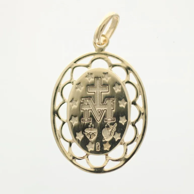 Palais du Rosaire Médaille Miraculeuse plaqué or 20mm avec effet dentelle^ Profession | Baptême
