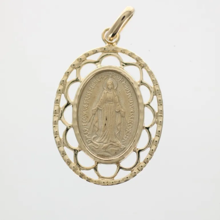 Palais du Rosaire Médaille Miraculeuse plaqué or 20mm avec effet dentelle^ Profession | Baptême