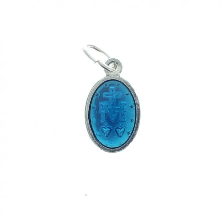 Palais du Rosaire Médaille métal argenté émaillé bleu double face Vierge Miraculeuse^ Médaille Miraculeuse | Médaille Et Croix Métal