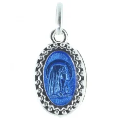 Palais du Rosaire Médaille métal argenté pailleté et Apparition de Lourdes^ Médaille Et Croix Métal