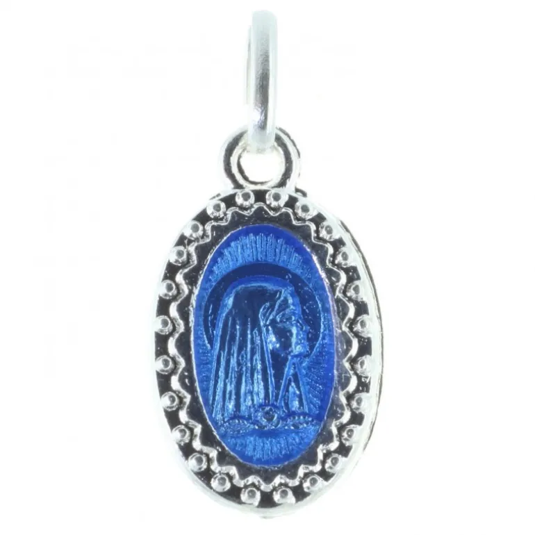 Palais du Rosaire Médaille métal argenté pailleté et Apparition de Lourdes^ Médaille Et Croix Métal