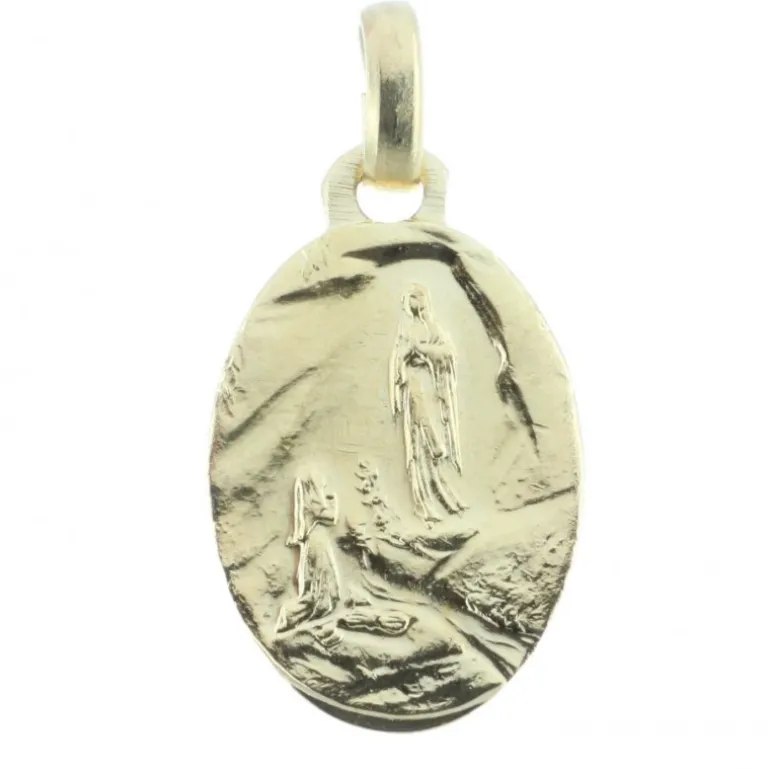 Palais du Rosaire Médaille métal doré de l'Apparition de Lourdes en boite^ Médaille De Lourdes | Médaille Et Croix Métal
