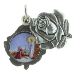 Palais du Rosaire Médaille métal en forme de Rose et Apparition de Lourdes^ Médaille Et Croix Métal