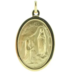 Palais du Rosaire Médaille Plaqué Or 30 mm Vierge Marie et Apparition de Lourdes^ Médaille De La Vierge | Médaille Et Croix Plaqué Or