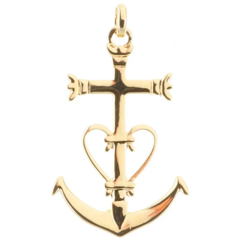Palais du Rosaire Médaille Plaqué Or de la Foi Espérance et Charité^ Croix En Pendentif | Médaille Et Croix Plaqué Or