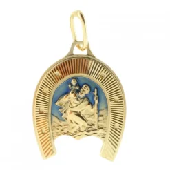 Palais du Rosaire Médaille Plaqué Or de Saint-Christophe dans un Fer à cheval^ Médaille De Saint | Médaille Et Croix Plaqué Or